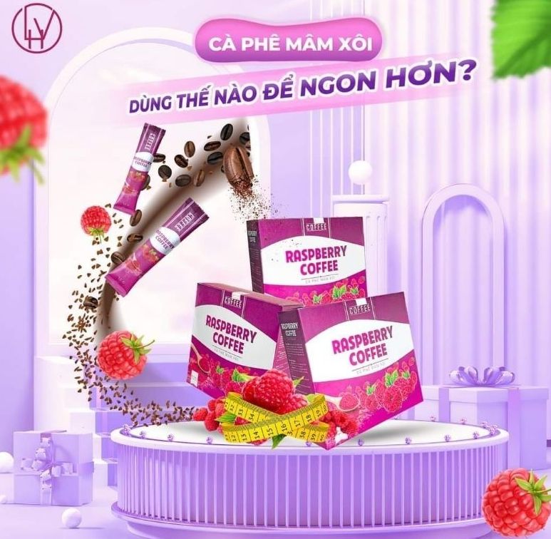Cà phê giảm cân mâm xôi raspberry coffee chính hãng hộp 15 gói