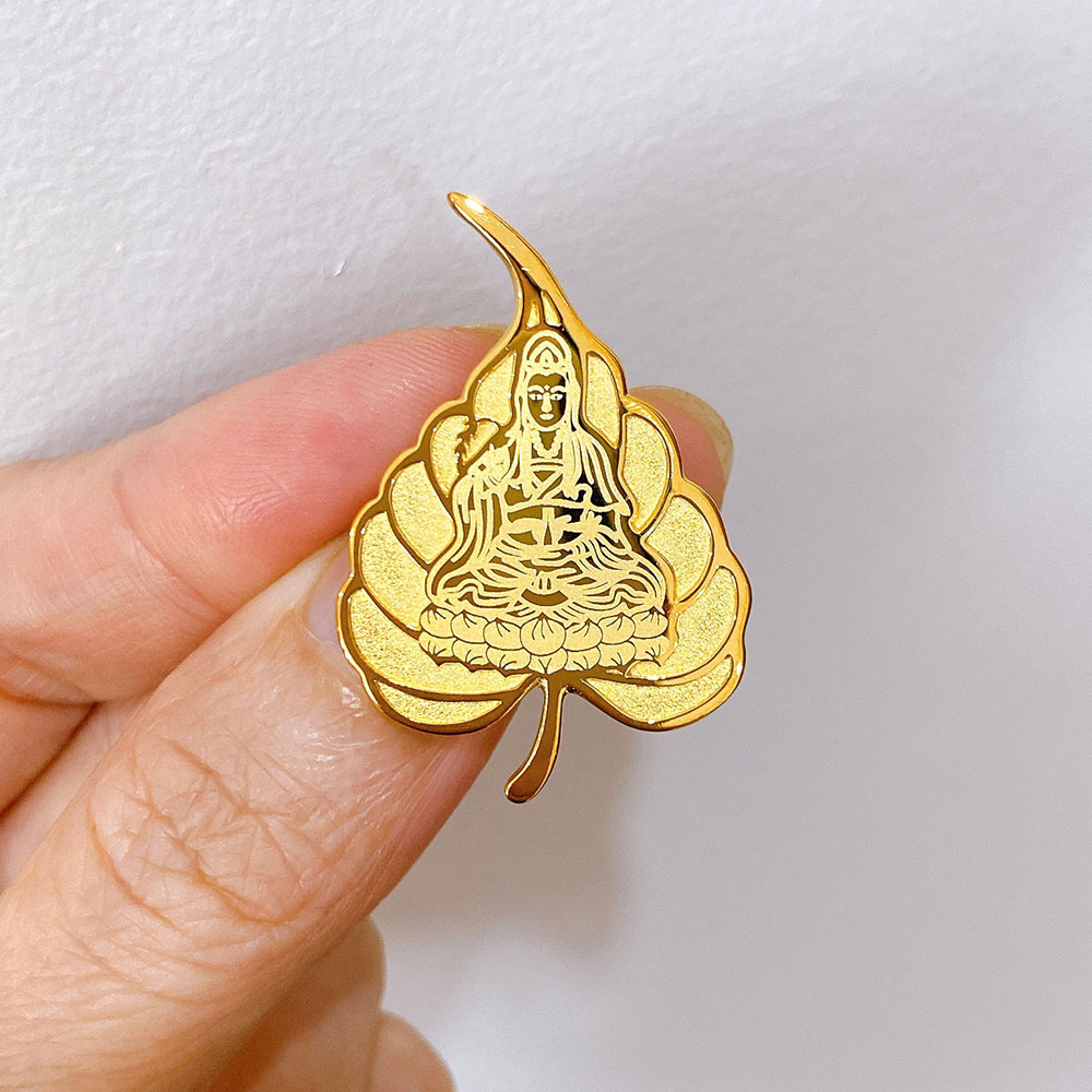 Lá Bồ Đề phật Quan Âm, lá bồ đề hình Phật, lá bồ đề mạ vàng