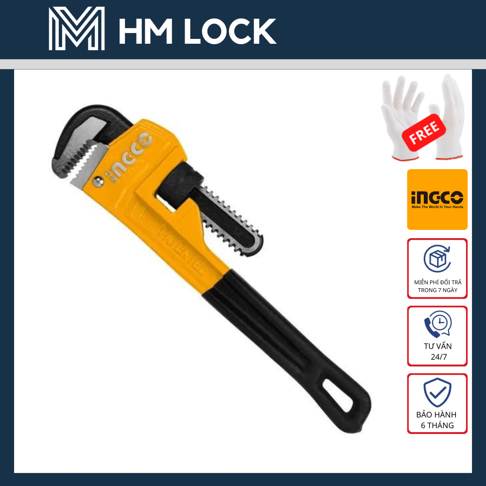 Mỏ lếch răng ingco 200 -> 1210mm - thép cr-v siêu cứng, không gỉ cao cấp - hàng chính hãng - hm lock