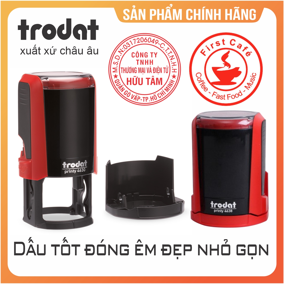 Con dấu tròn làm con dấu theo yêu cầu tròn 3.8cm mực đóng dấu sắc nét, hiệu Trodat chính hãng