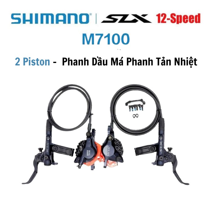 Phanh/thắng dầu xe đạp shimano slx bl-m7100 phanh đĩa 2 piston má phanh tản nhiệt 800/1500 mm dành cho xe mtb