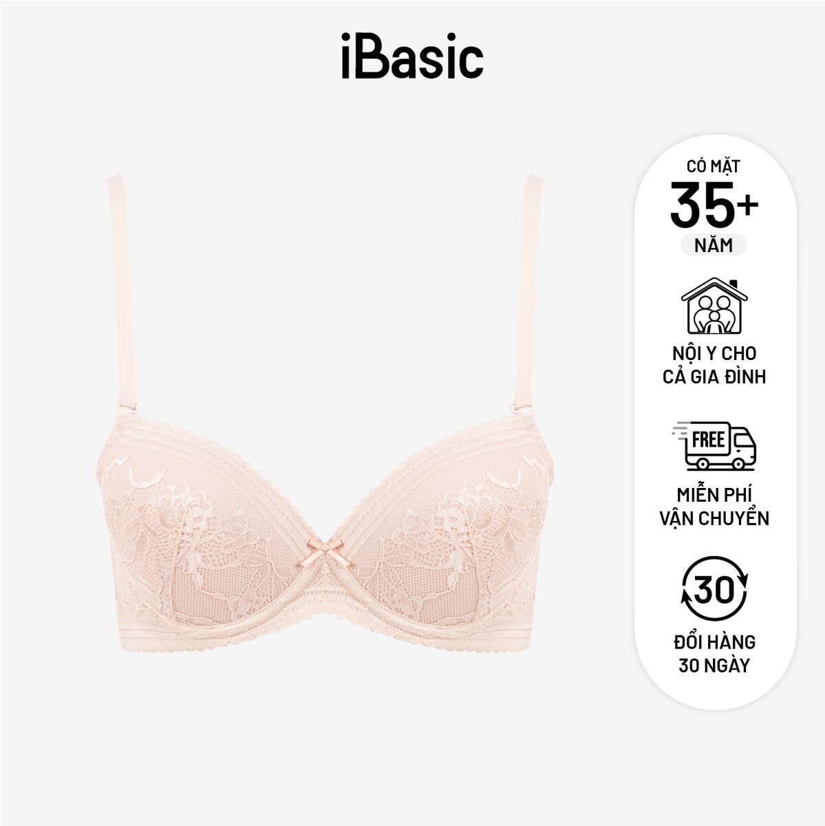  Áo ngực mút vừa iBasic có gọng phối ren mềm mại VA086 