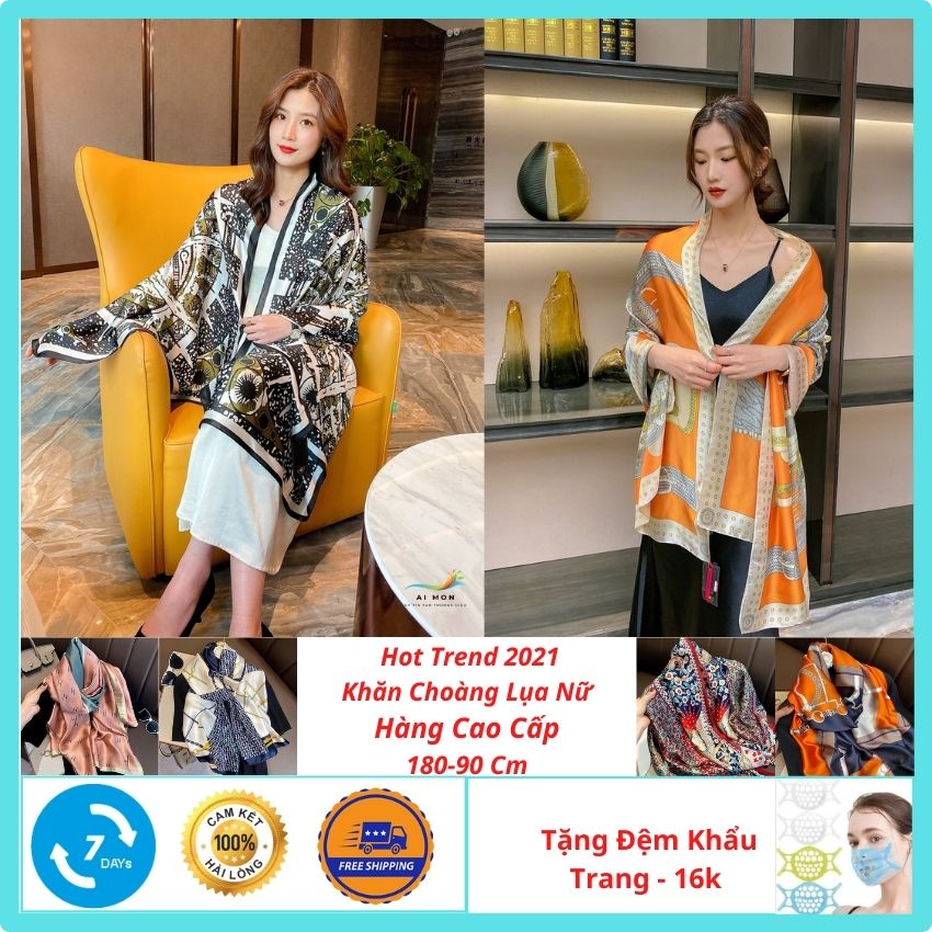 [HOT TREN 2021+ QUÀ 16K].Khăn Choàng Lụa Nữ Hot Trend 2021 Cao Cấp. M10. Khăn Choàng Chống Nắng- Khăn Lụa Satin Nữ Thời Trang Dáng Dài 180-90 Cm-Thích Hợp Làm Quà Tặng- Đi Biển Tôn Vẻ Đẹp Phụ Nữ- Tặng Đệm Khẩu Trang 16k- AiMon.