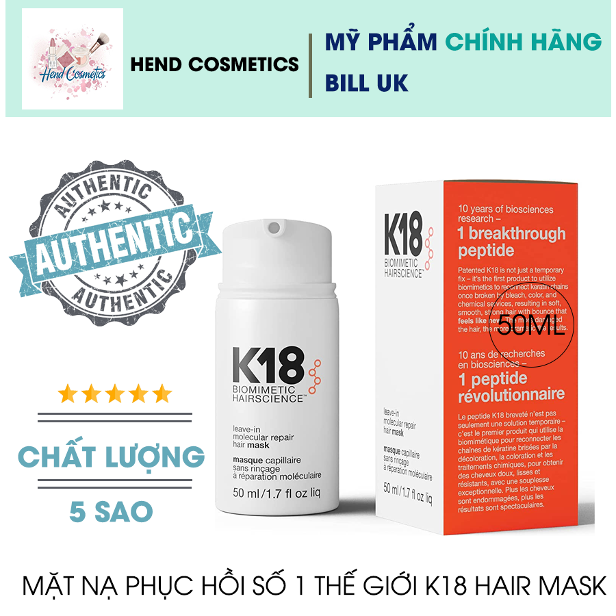 Siêu phẩm dưỡng phục hồi tóc K18 Biomimetic Hairscience Leave-In Molecular Repair Hair Mask 50ml