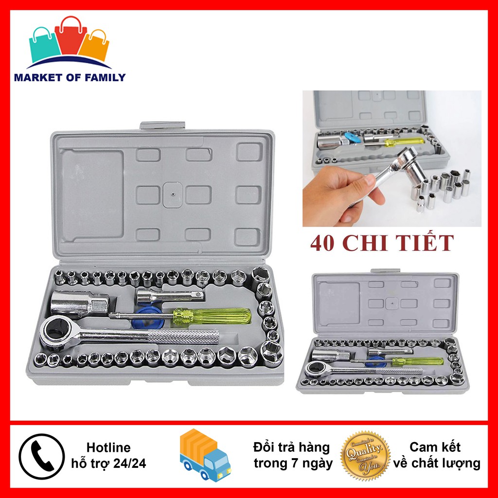 [HCM]Đồ Nghề Sửa Xe Máy Dụng Cụ Mở Siết Ốc Bộ Khẩu Mở Siết Ốc 40 Chi Tiết Nhỏ Gọn Tiện Dụng