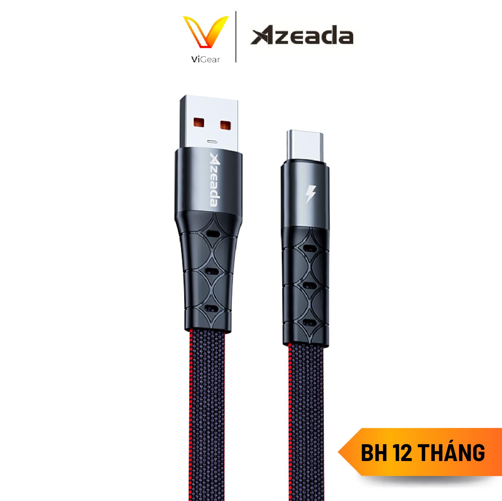 Cáp sạc nhanh azeada az-b04a sạc nhanh 3a đầu usb-a to c , cáp bọc dù dài 2m