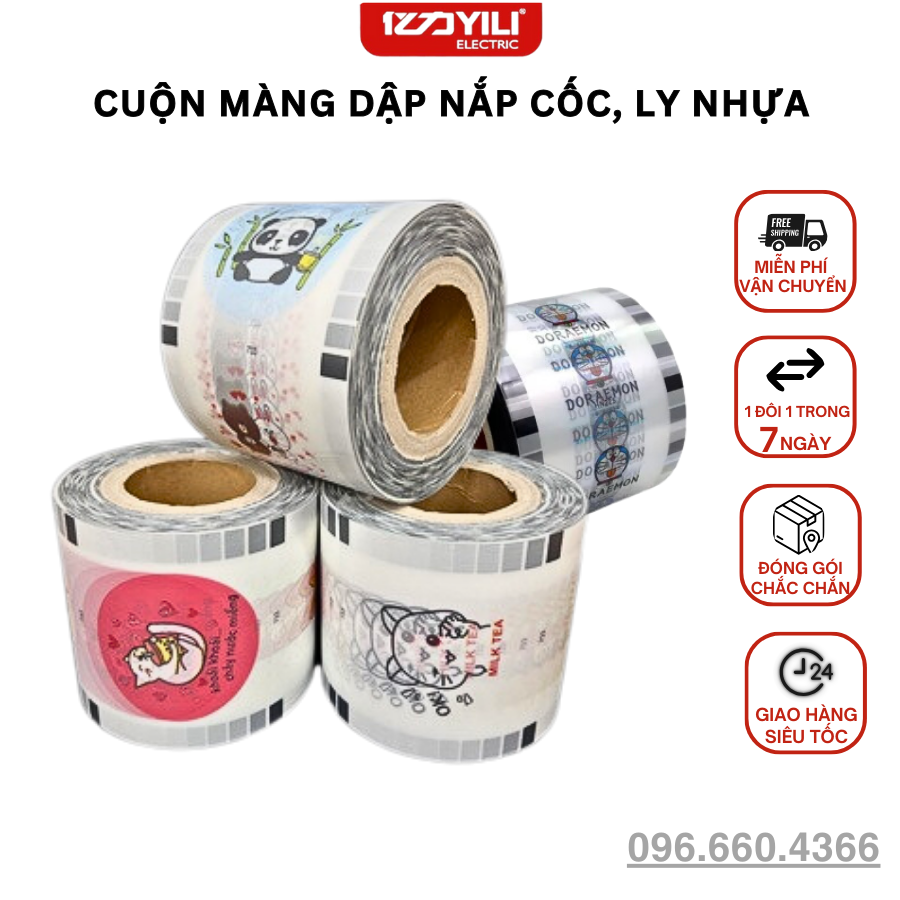 Màng dập cốc nhựa, cuộn màng dập cốc trà sữa, nước ép, màng dập nắp ly nhựa, màng ép miệng cốc