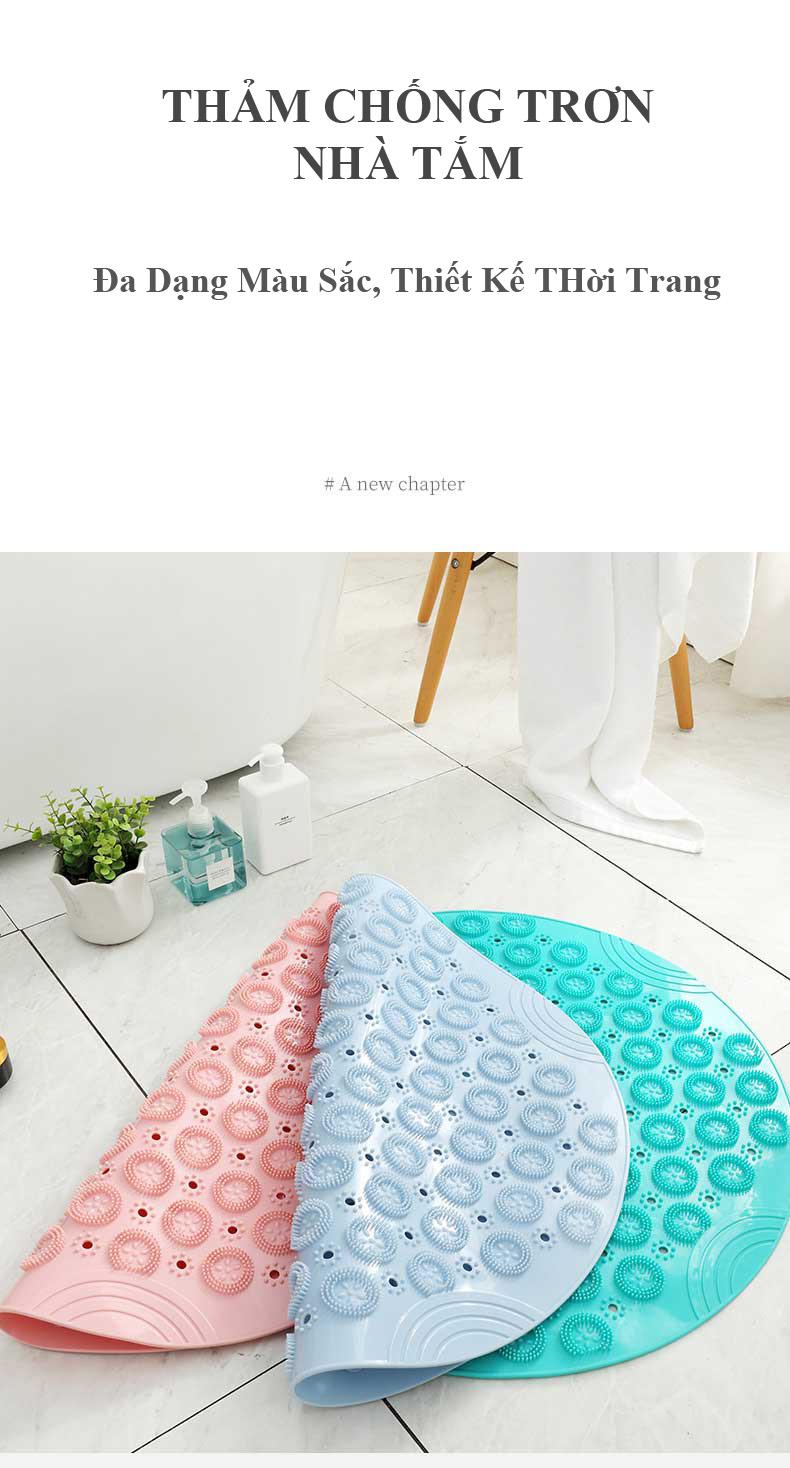 Thảm nhựa tròn chống trơn trượt trong nhà tắm