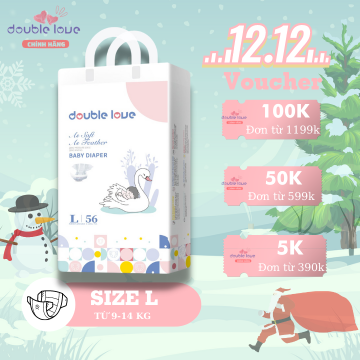 Bỉm dán double love size l 56 miếng