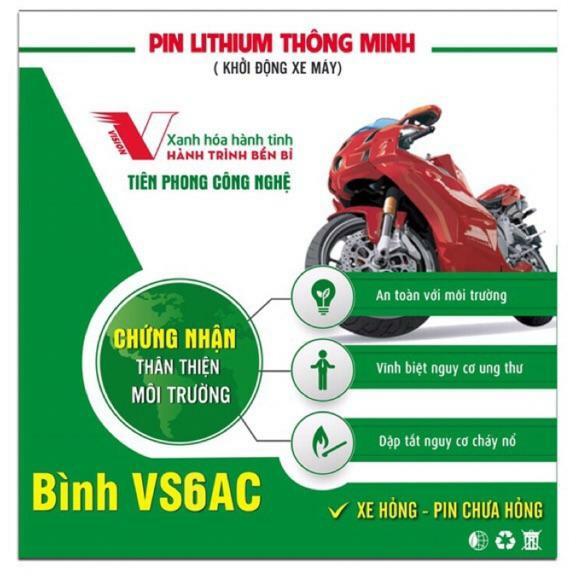 ACQUY PIN LITHIUM khởi động xe máy Vision VS6AC