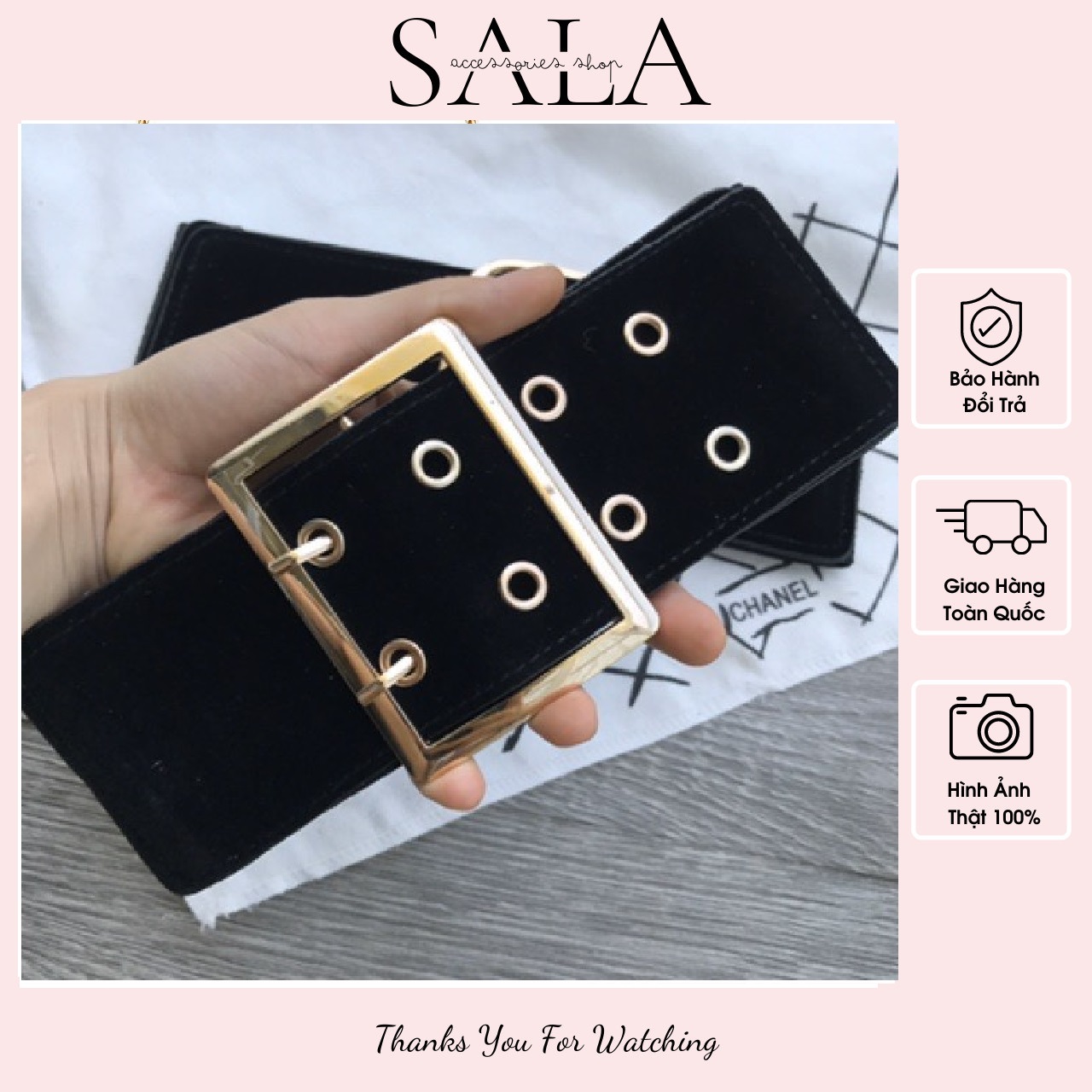 Đai váy nhung 6 lỗ, 8 lỗ bản to sang trọng phong cách,da bò 100% ❤️sala shop❤️