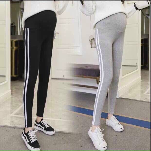 Quần bầu legging thể thao kẻ sọc dáng trẻ