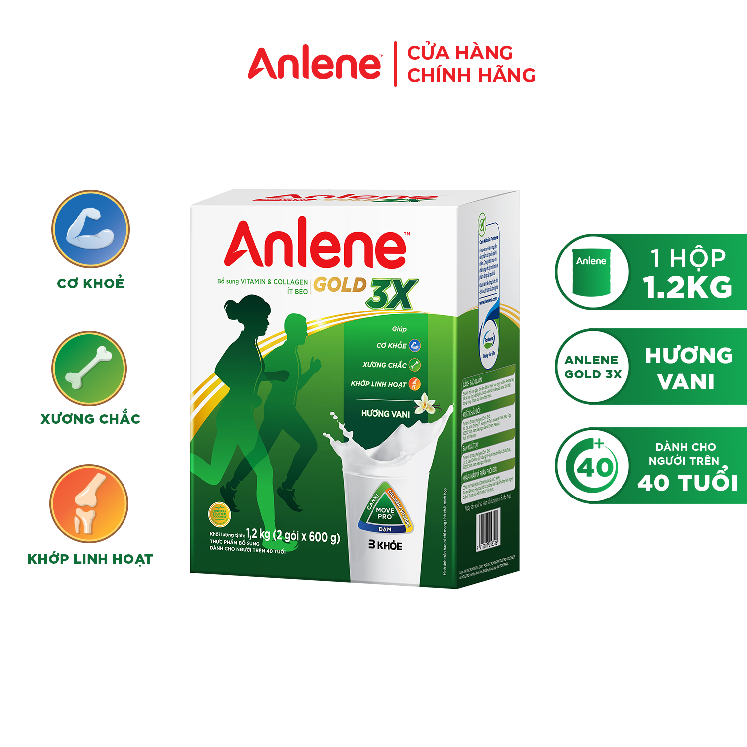 Sữa bột Anlene 1.2kg trên 40 tuổi