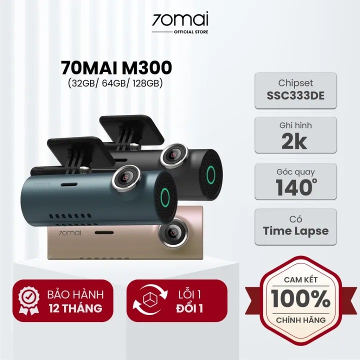 Camera hành trình oto xiaomi 70mai m300 - phiên bản Quốc Tế - độ nét cao