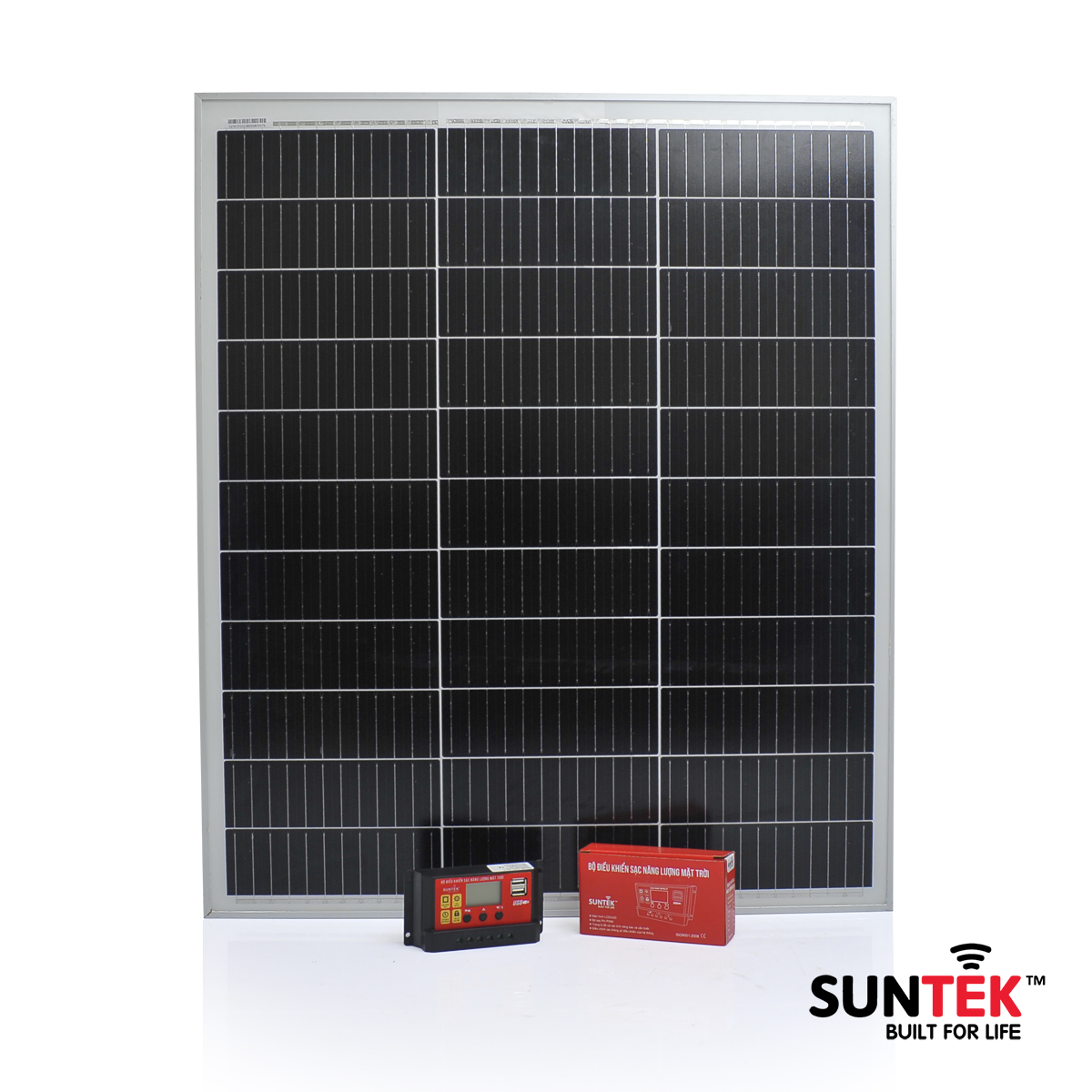 COMBO Bộ Sạc Pin, Acquy Bằng Năng Lượng Mặt Trời SUNTEK SA100W/30A (KHÔNG kèm bình acquy) - Gồm Tấm Pin 100W & Bộ Sạc 30A | Sạc được cho bình 12V/300A - Hàng Chính Hãng - Bảo hành 12 năm Tấm Pin