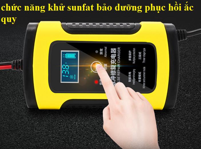 Sạc bình ắc quy 12V/6A 4-100Ah có chức năng khử sunfat phục hồi ắc quy thông minh tự ngắt khi đầy chống ngược cực, sac ac quy 12v, kich dien