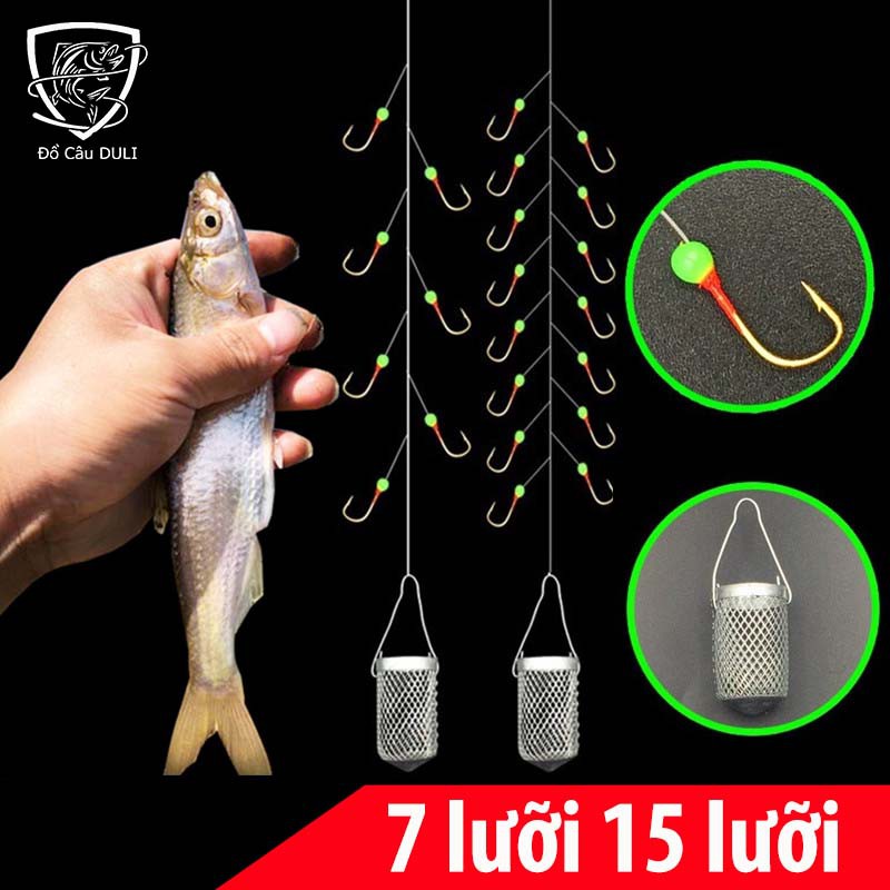 Bộ Thẻo 7 lưỡi câu cá mương hồ siêu nhạy có rọ sắt LC-12 ( đồ câu cá giang nam ). Kích thước chính xác là: 15 Lưỡi,Số Lớn