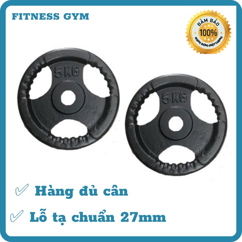 Bộ 2 bánh tạ gang 5kg (gồm 2 miếng) phi 27