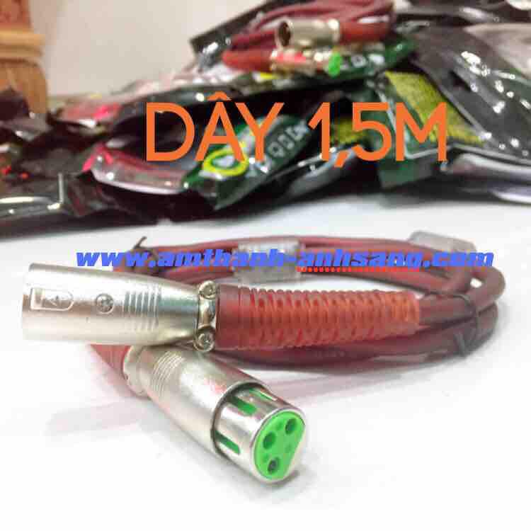 [day tin hieu] dây âm thanh giắc canon01 dây dài 1,5m, dây Jack XLR đực cái có chống nhiễu, dây tín hiệu âm thanh có khử từ, dây micro