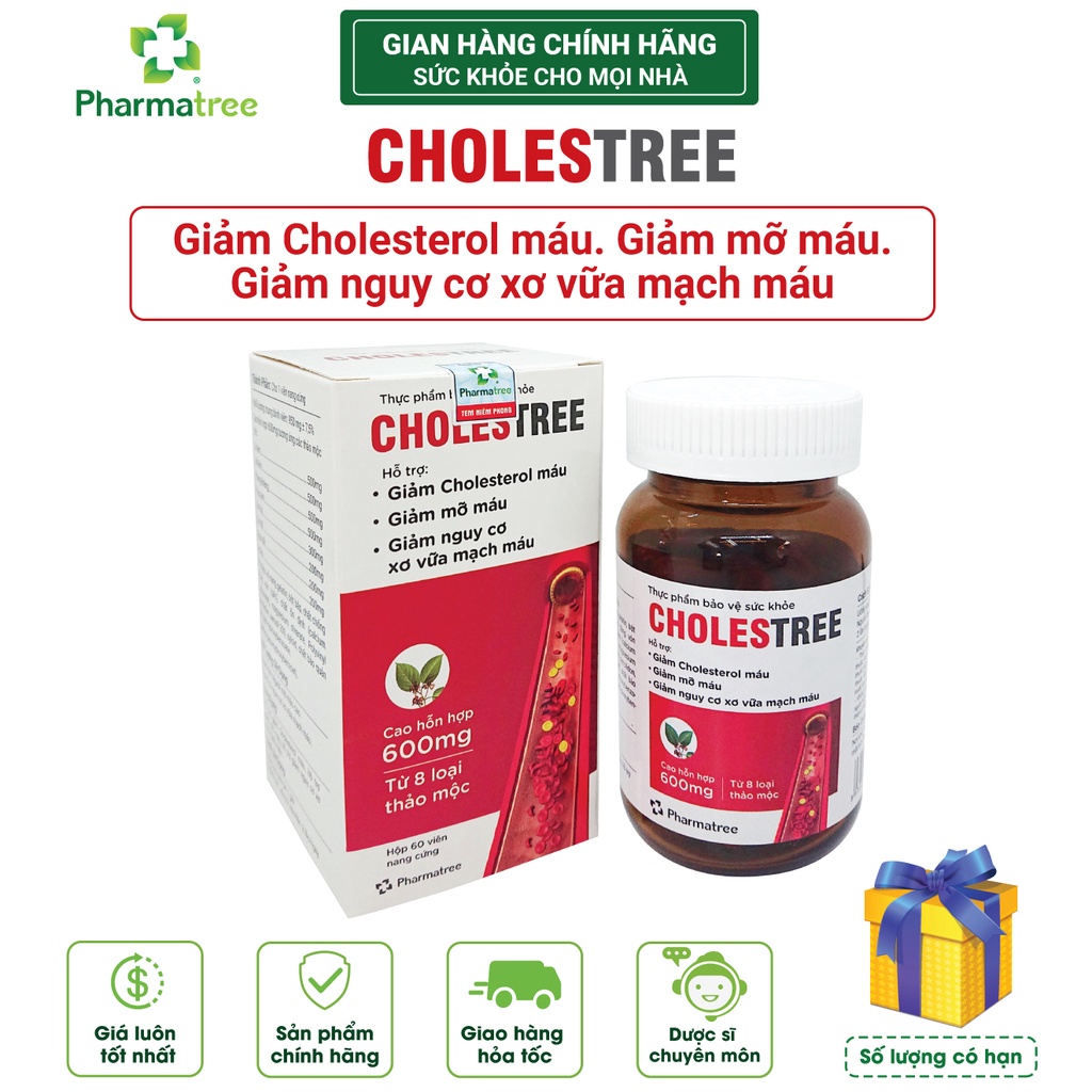 Cholestree hộp 60 viên giảm mỡ máu,mỡ gan, giảm nguy xơ vữa mạch máu não