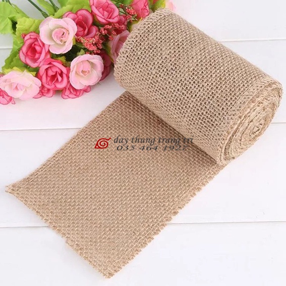 Ruy băng vải bố, rộng 5cm, dài 5m, ruy băng vải đay, làm handmade, decor, trang trí tiệc