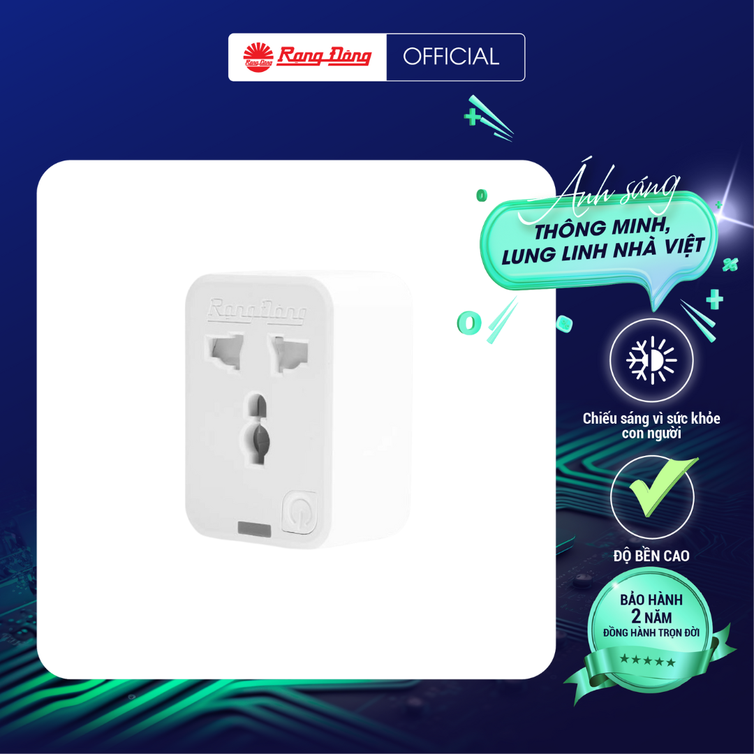 Ổ cắm wifi đơn OC.01.WF 16A điều khiển thông minh chính hãng Rạng Đông an toàn sử dụng dễ dàng tiện lợi