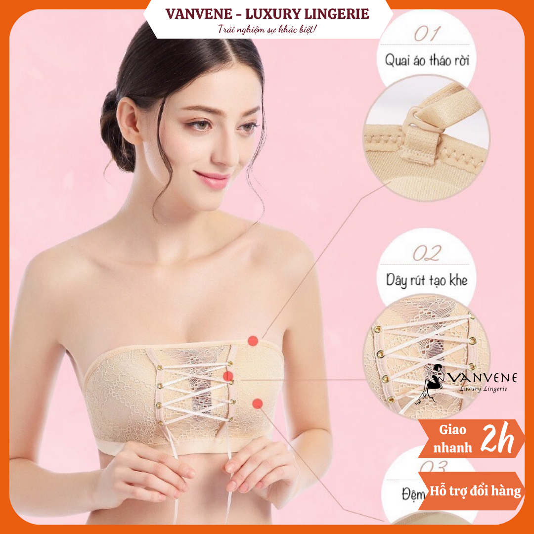 Áo Lót Nữ Quây Nâng Ngực Vanvene Đệm Su Đúc 3Cm Hình Bàn Tay Nâng Đẩy Chống Tụt Thiết Kế Dây Rút Tạo Khe Quyến Rũ A391 - Vanvene Luxury