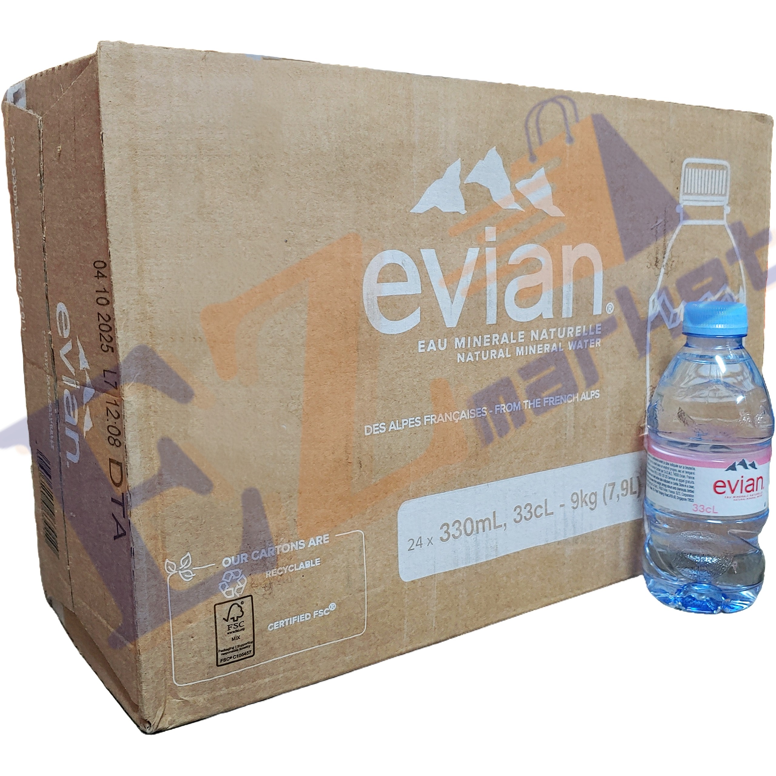 (Thùng 24 chai) Nước khoáng thiên nhiên Evian từ dãy núi Pháp 330ml