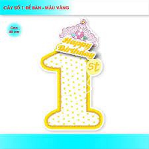Cây số 1 để bàn trang trí tiệc thôi nôi, sinh nhật cho bé 1 tuổi cao 40cm