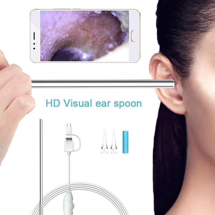 Máy lấy ráy tai có Camera nội soi HD720P đầu inox
