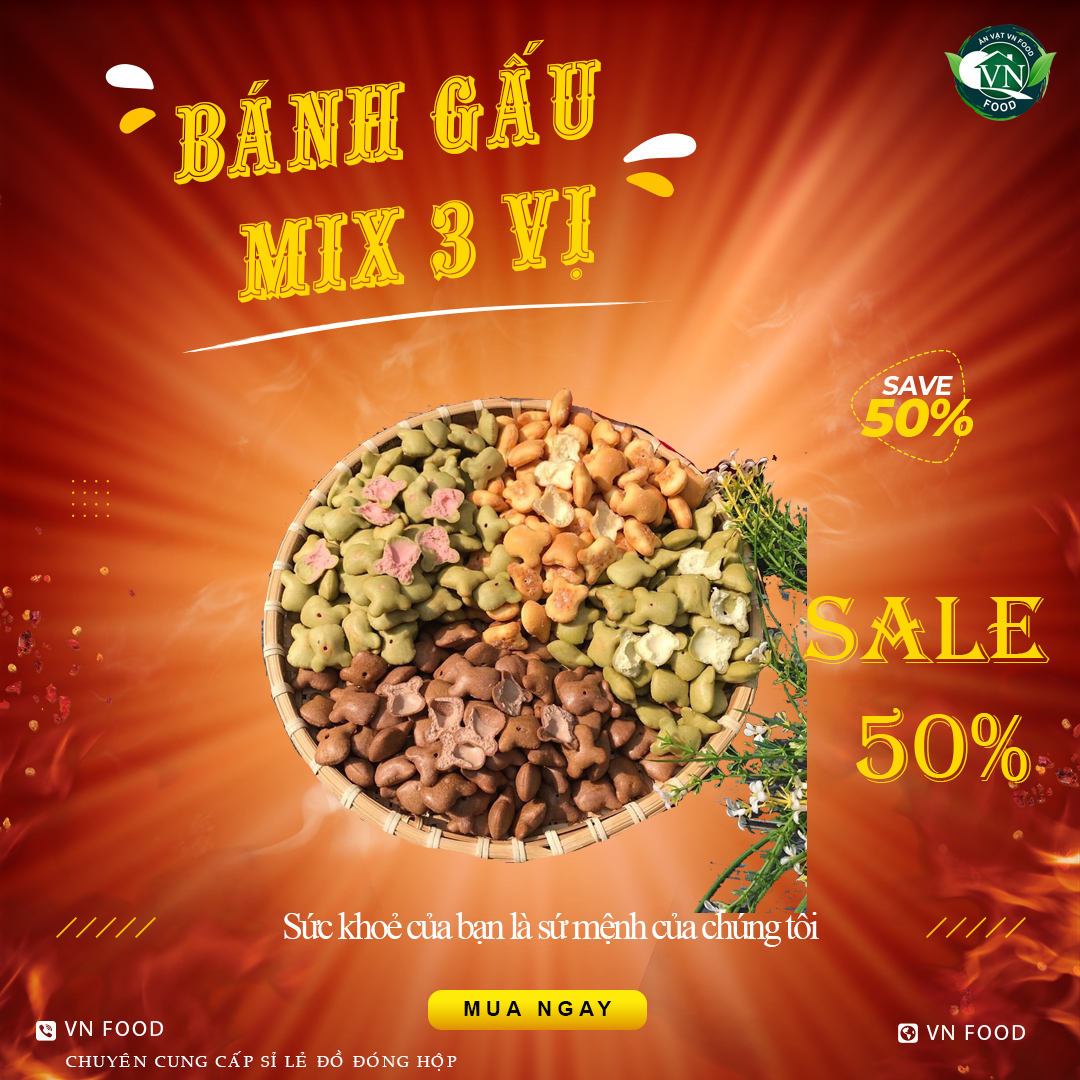 [HCM]Bánh Gấu mix 3 vị lon lớn [SIÊU CHẤT LƯỢNG]