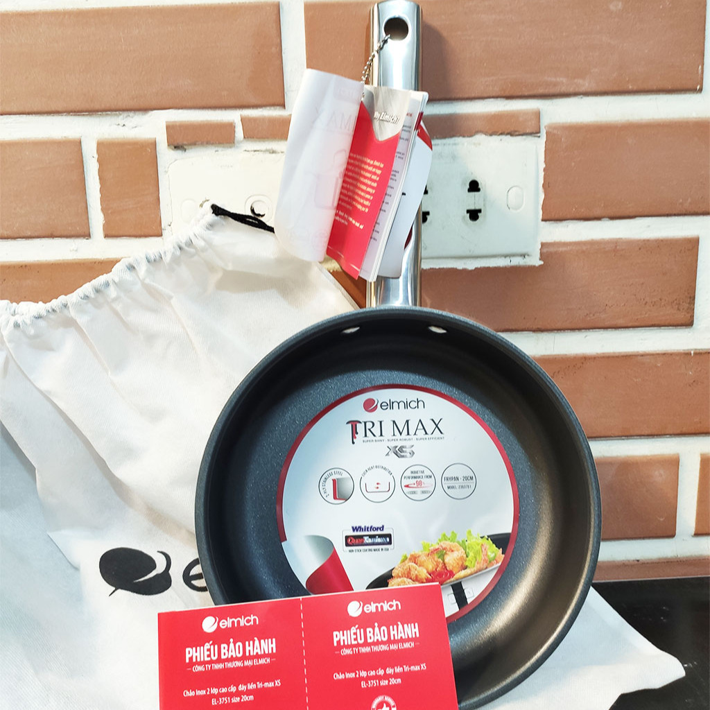 Chảo inox 2 lớp đáy liền elmich trimax xs 3751 size 20cm chính hãng