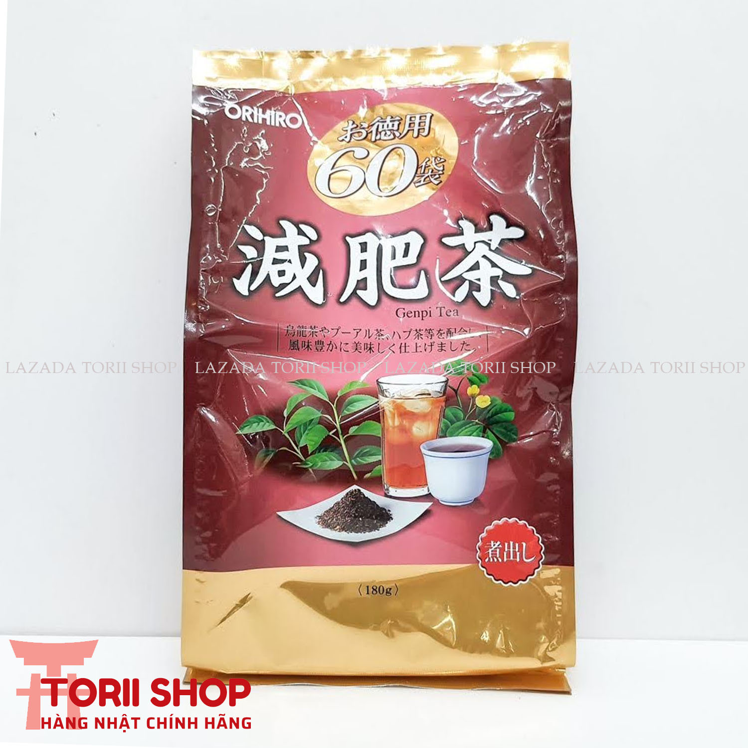 Trà thảo dược giảm mỡ bụng Orihiro Genpi Tea gói 60 túi lọc nội địa Nhật | Trà thảo mộc hỗ trợ giảm cân