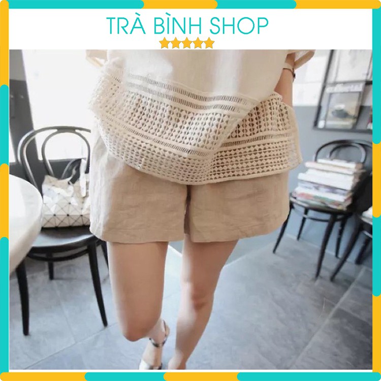 Quần sooc nữ chất đũi quần shorts đùi cạp vừa 3 màu thoáng mát