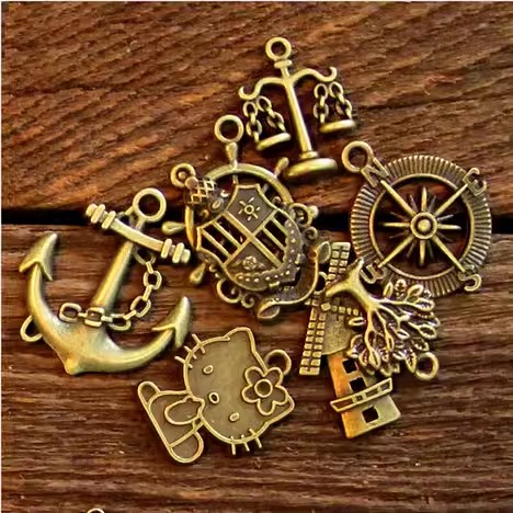Charm trang trí sổ, charm giả cổ trang trí sổ tay bìa da midori/ journal tự chọn