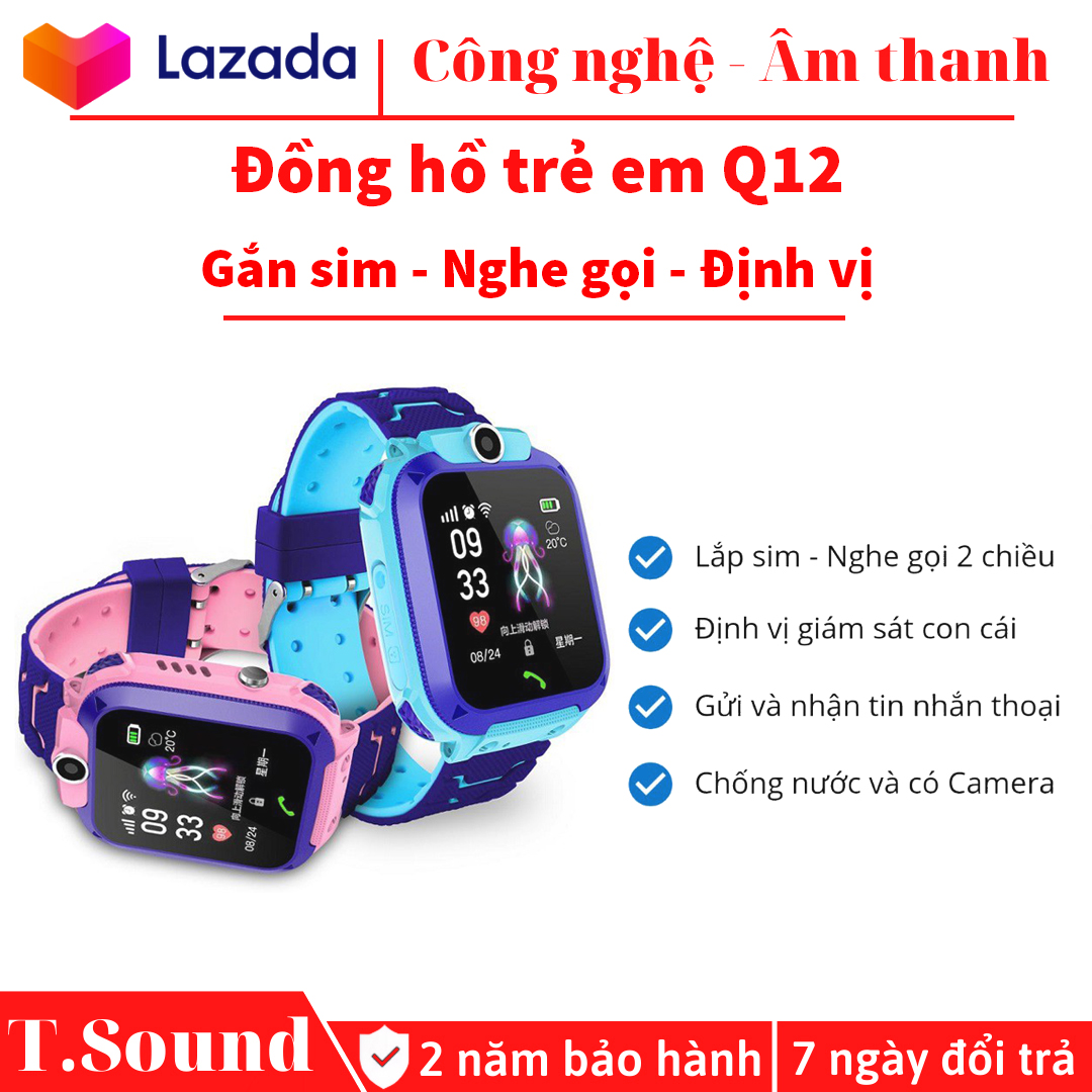 Đồng Hồ Thông Minh Q12 Cho Bé, Đồng hồ thông minh định vị trẻ em Q12, PHIÊN BẢN SẠC TỪ XỊN XÒ Chống Nước IP67 Lắp Sim Nghe Gọi 2 Chiều,Nhắn Tin, Định Vị LBS. ( Bảo Hành 12T )