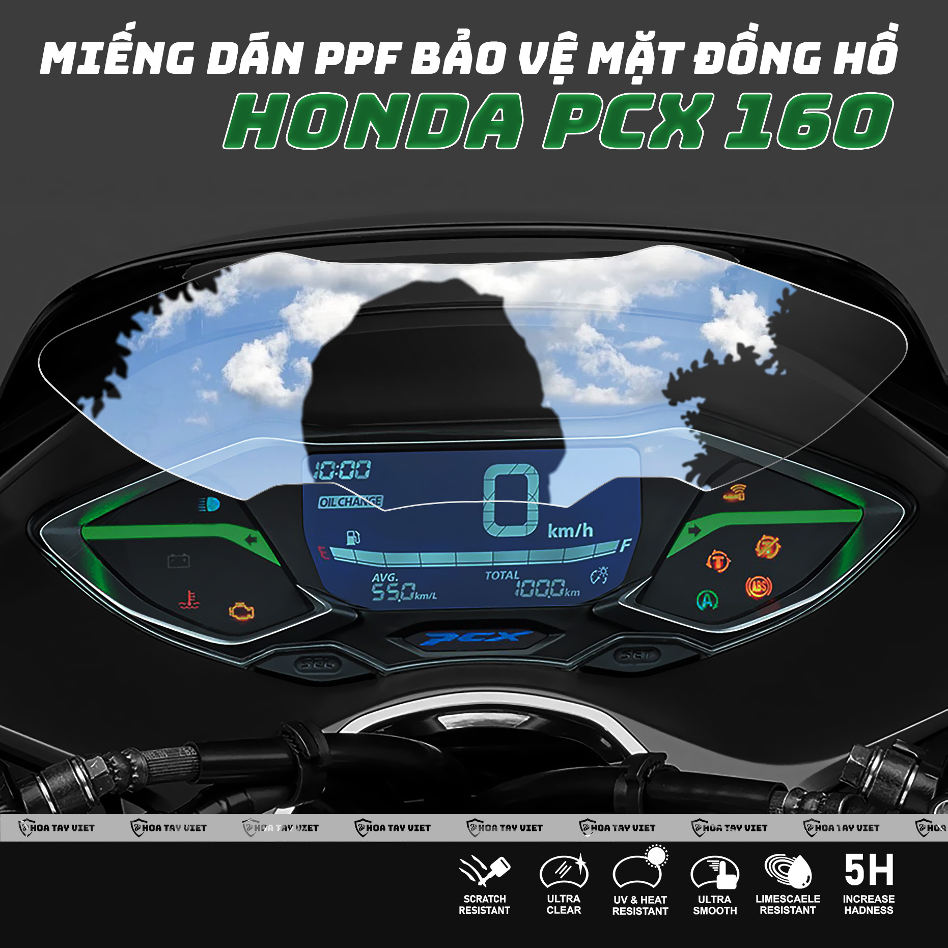 PPF bảo vệ mặt đồng hồ PCX 160 chống trầy xước màn hình honda PCX 160