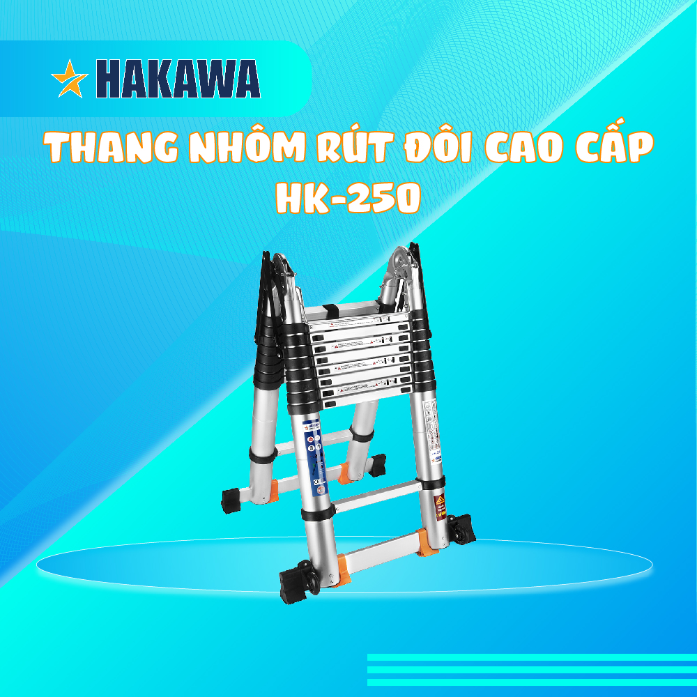 THANG NHÔM RÚT ĐÔI CHỮ A CAO CẤP HAKAWA HK-250 (5M) - HÀNG CHÍNH HÃNG - BẢO HÀNH 2 NĂM