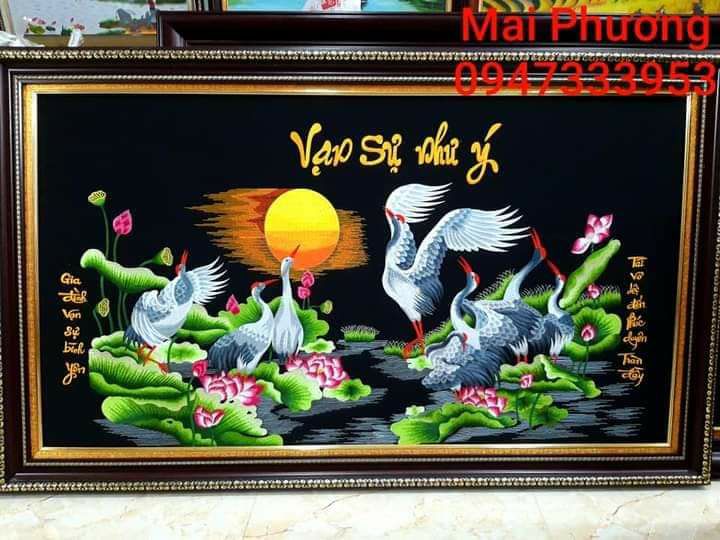 (Tranh thêu sẵn, kích thước 80*130). Bức tranh VẠN SỰ NHƯ Ý là tranh "ĐÃ THÊU SẴN" về chỉ việc đóng khung.