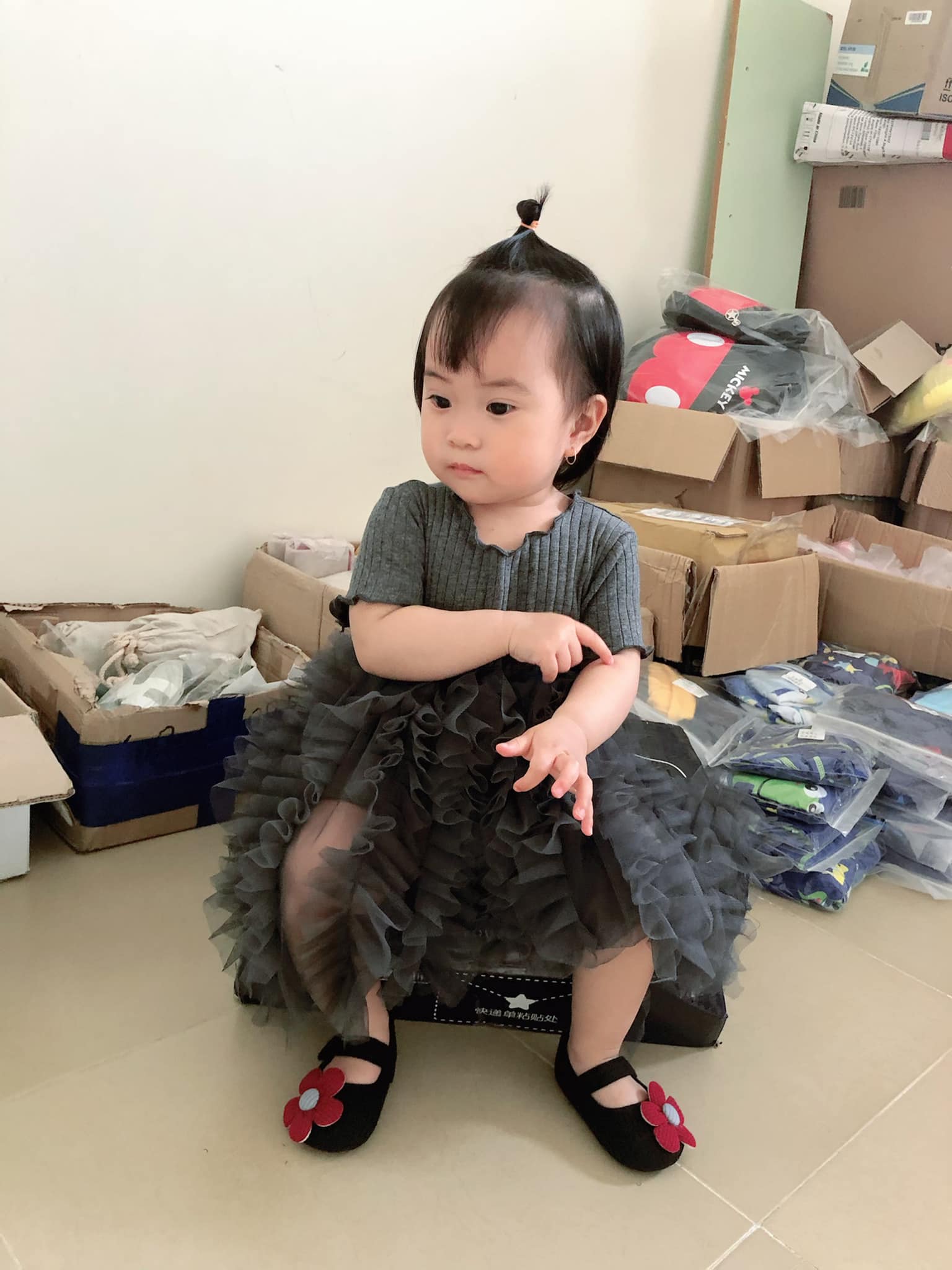 Mẫu váy ren D118 dáng xòe dành cho công chúa nhỏ