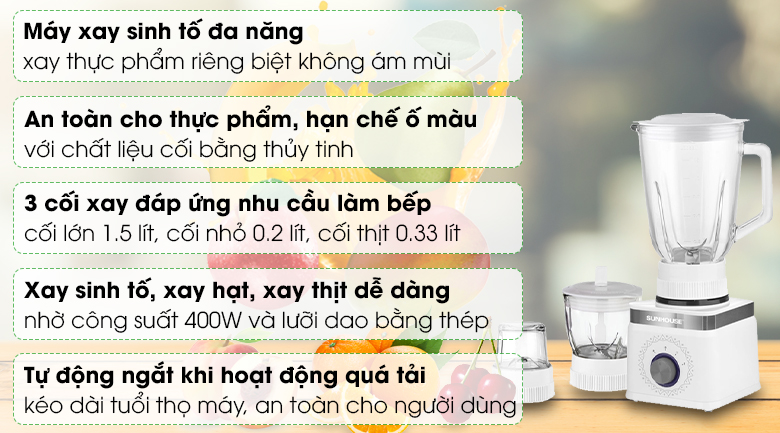 Máy xay sinh tố đa năng sunhouse shd5582w