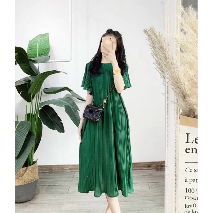 Váy đầm bầu mùa hè cộc tay siêu mát dập ly thiết kế cao cấp