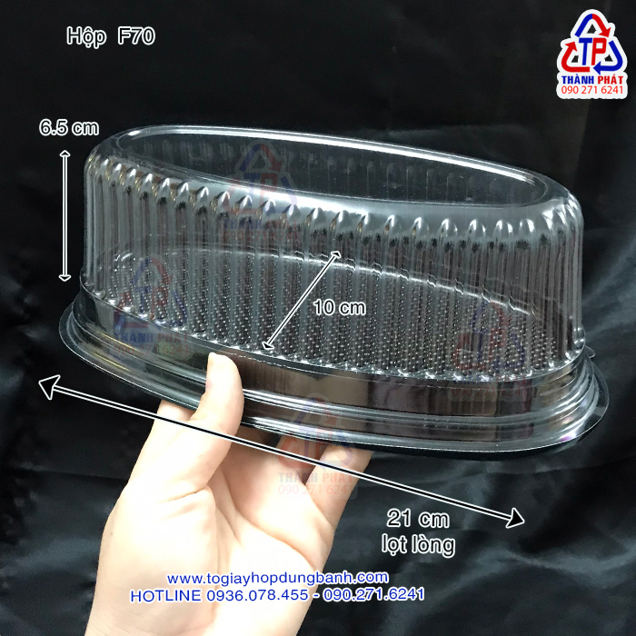 50 Hộp oval F70 đế đen đựng bánh bò thốt nốt - Hộp oval đựng bánh flan gato - hộp nhựa oval