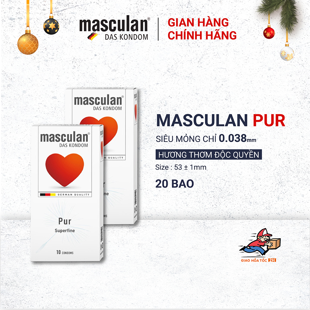Combo 2 Hộp 10 Cái Bao Cao Su Masculan Pur Superfine - Siêu mỏng, Nhiều Gel, Cao Cấp, Bao Cao Su Masculan Không Mùi Cao Su, Bán Chạy Nhất Tại Đức