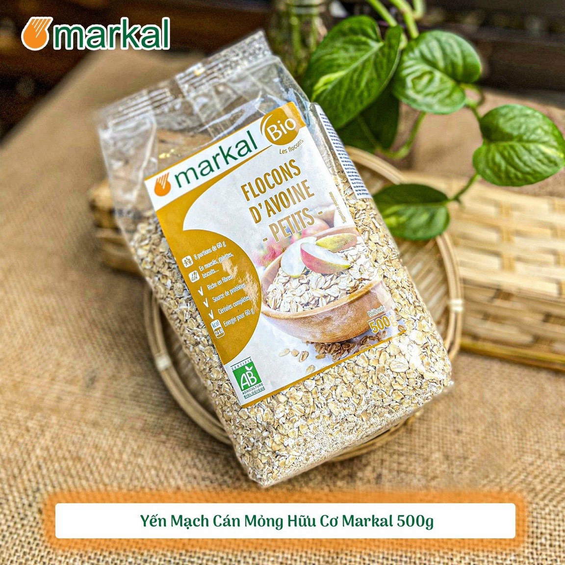 (Có gói tách lẻ 200gr)Yến mạch hữu cơ markal, Yến mạch nấu cháo, làm tàu hủ cho bé ăn dặm