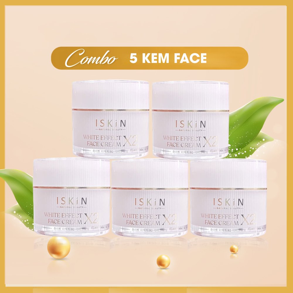 Combo 5 hộp kem dưỡng trắng da, mờ thâm nám iskin white effect 15g | dưỡng trắng da , mờ thâm nám, nâng tông da, trẻ hóa da, cấp ẩm, phù hợp mọi loại da