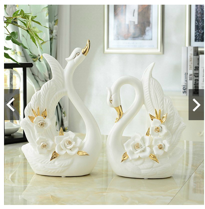 Tượng đôi chim thiên nga trống mái chất liệu gốm sứ cao cấp nhập khẩu sang chảnh-decor bàn