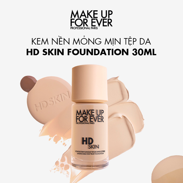  Kem nền mỏng mịn tệp da Make Up For Ever HD Skin Foundation 30ml - Nhập khẩu độc quyền từ Pháp 