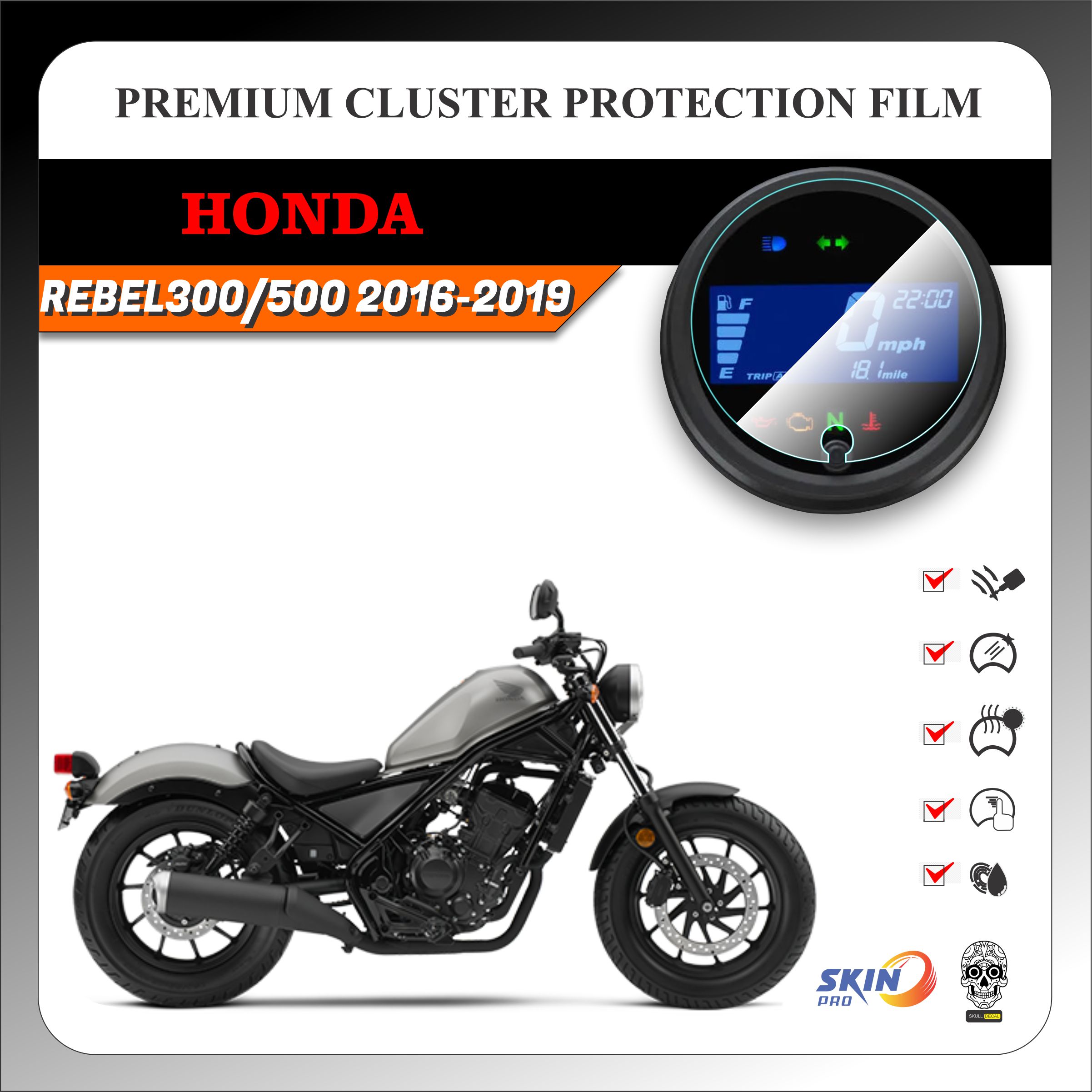 Miếng dán ppf bảo vệ mặt đồng hồ rebel 2016 đến 2019 - honda rebel 300 rebel 500