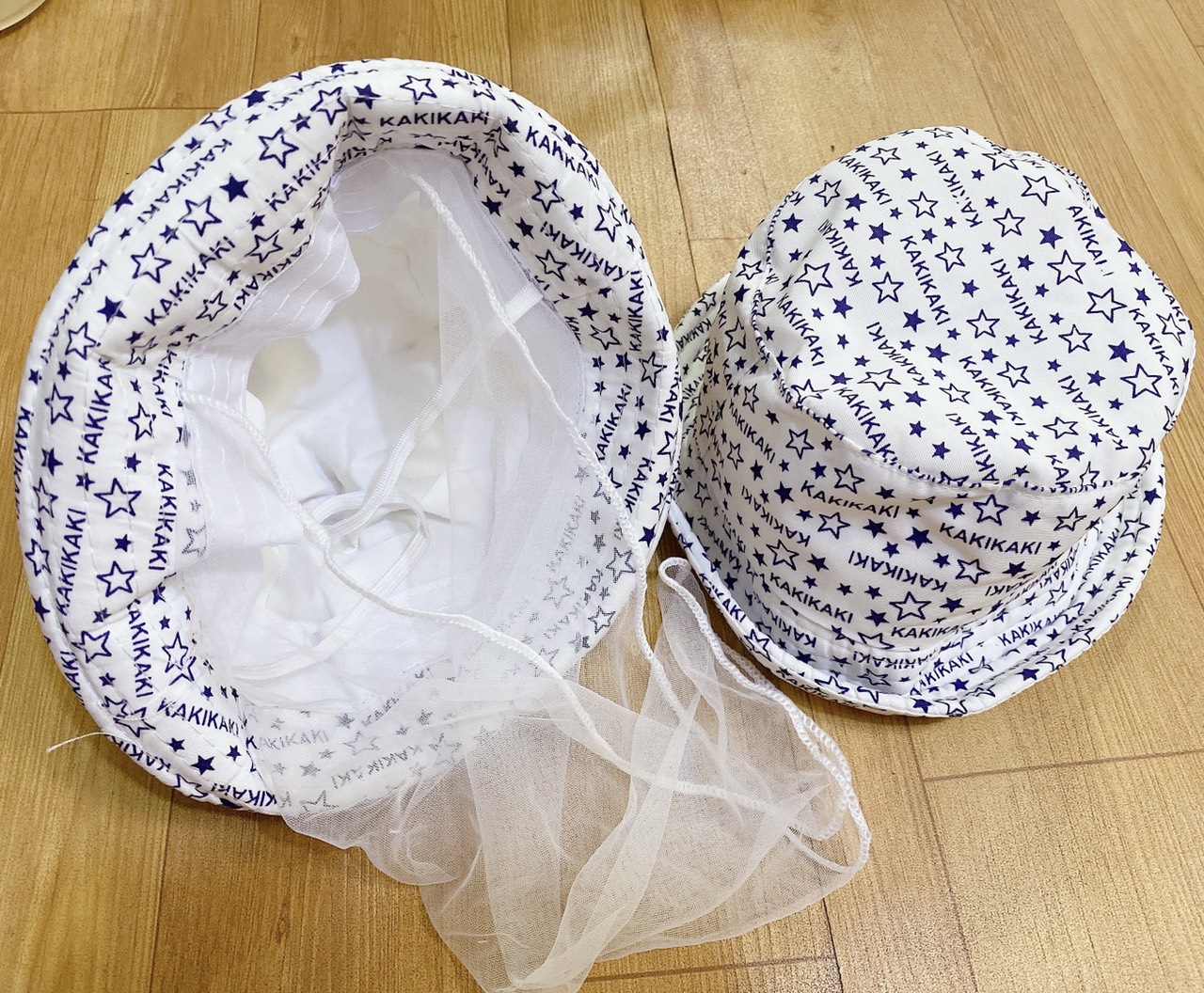 Nón/ mũ cotton có khăn voan chống bụi cho bé (6-12 tháng)